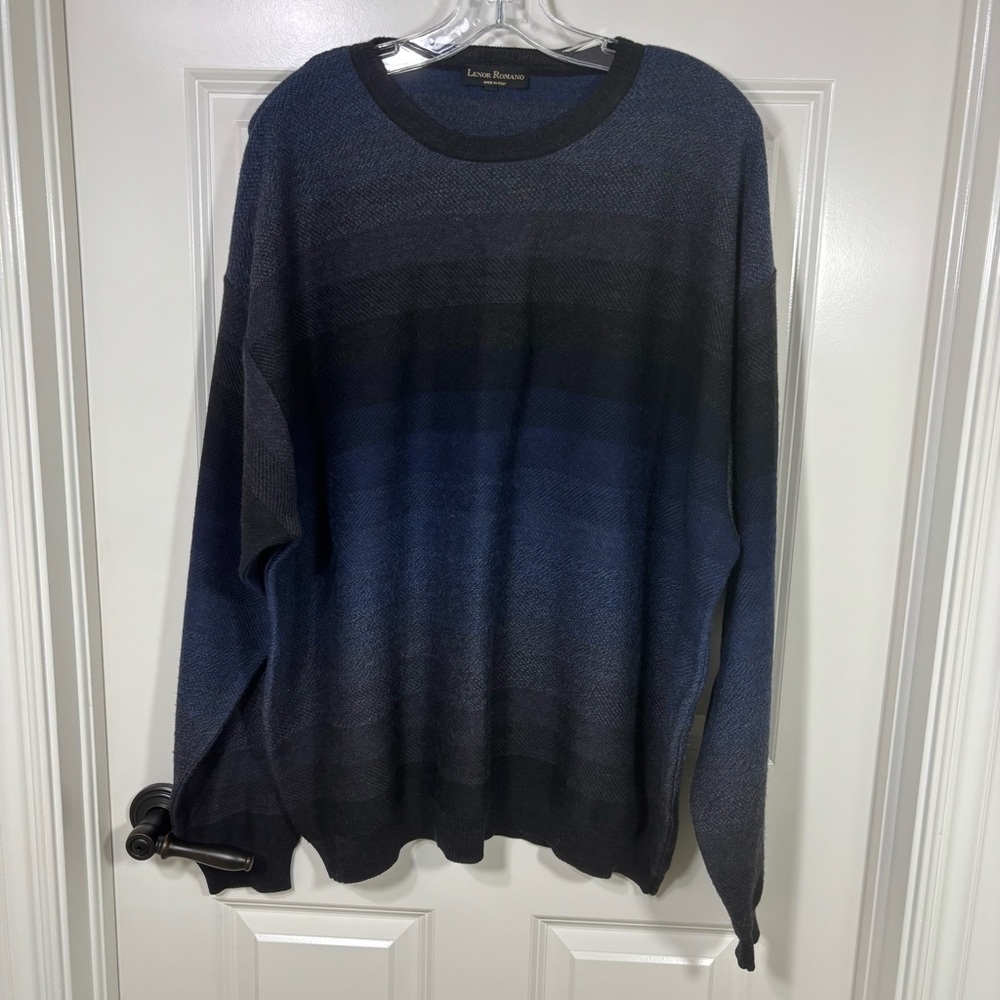 Lenor Romano Long Sleeve Ombré Striped Crewneck Wool Sweater Men’s XXL